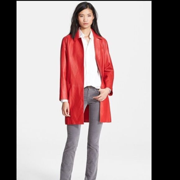 Charlotte Gainsbourg Current Elliott Leather & Silk Jacket - Picture 1 of 11